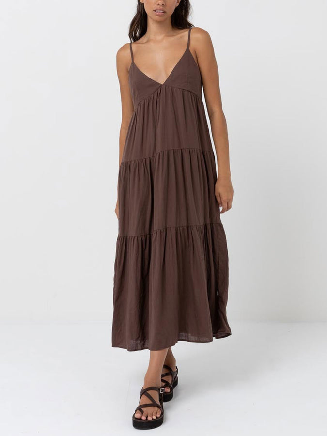 Rhythm Classic Tiered Midi Dress Spring 2026 | CHOCOLATE