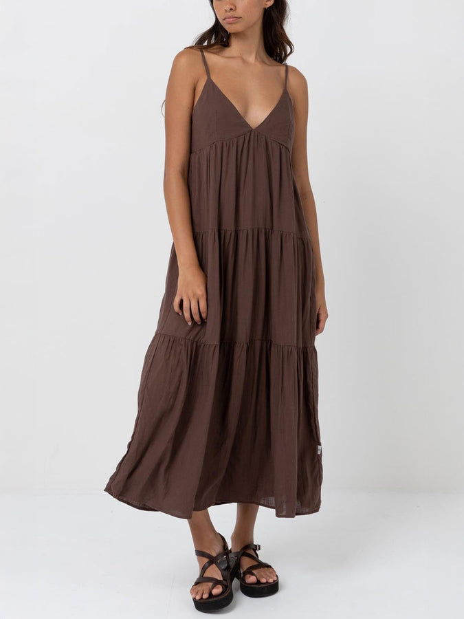 Rhythm Classic Tiered Midi Dress Spring 2026 | CHOCOLATE
