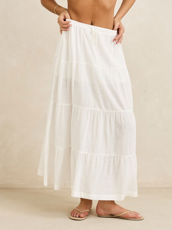 Rhythm Classic Tiered Skirt Spring 2026 | WHITE