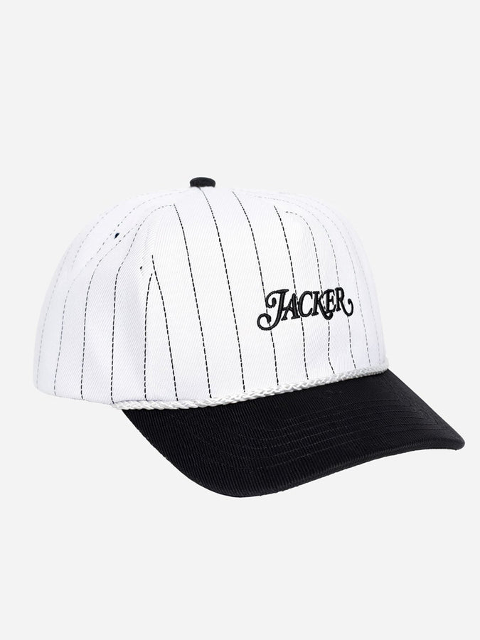 Jacker Classic Stripe Snapback Hat | BLACK/WHITE