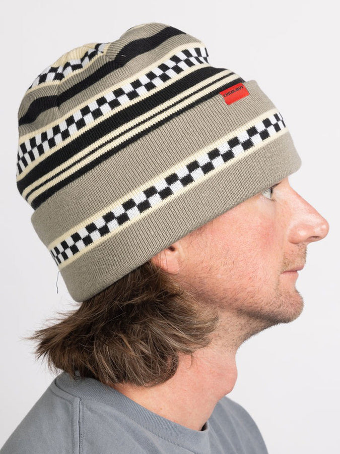 Corduroy Checkstripe Beanie | STONE GREY