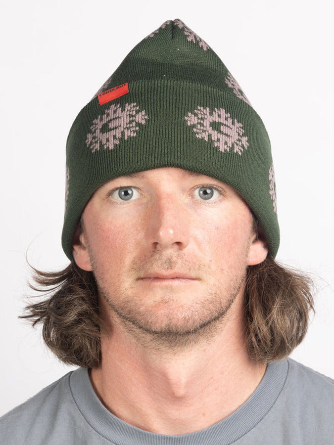 Corduroy Monogram Beanie | EVERGREEN
