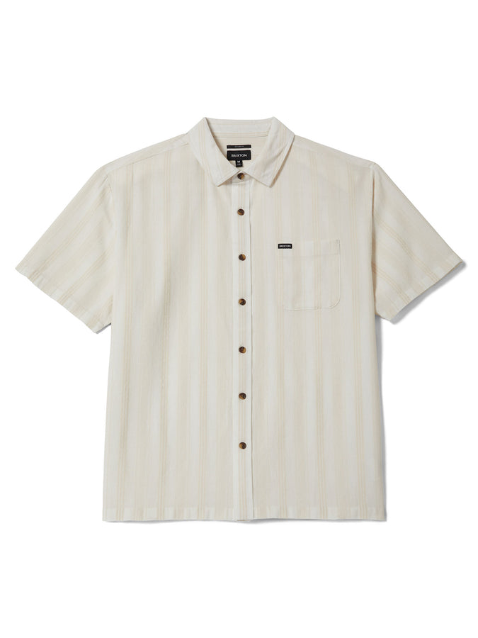 Brixton Cru Stripped Dobby Short Sleeve Buttondown Shirt Spring 2026 | OFF WHITE
