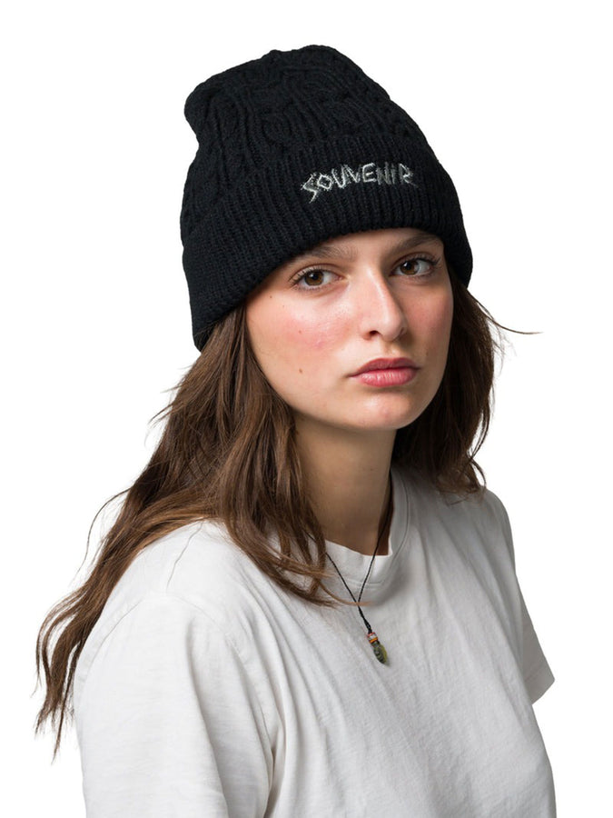 Souvenir Cable Knit Beanie | BLACK