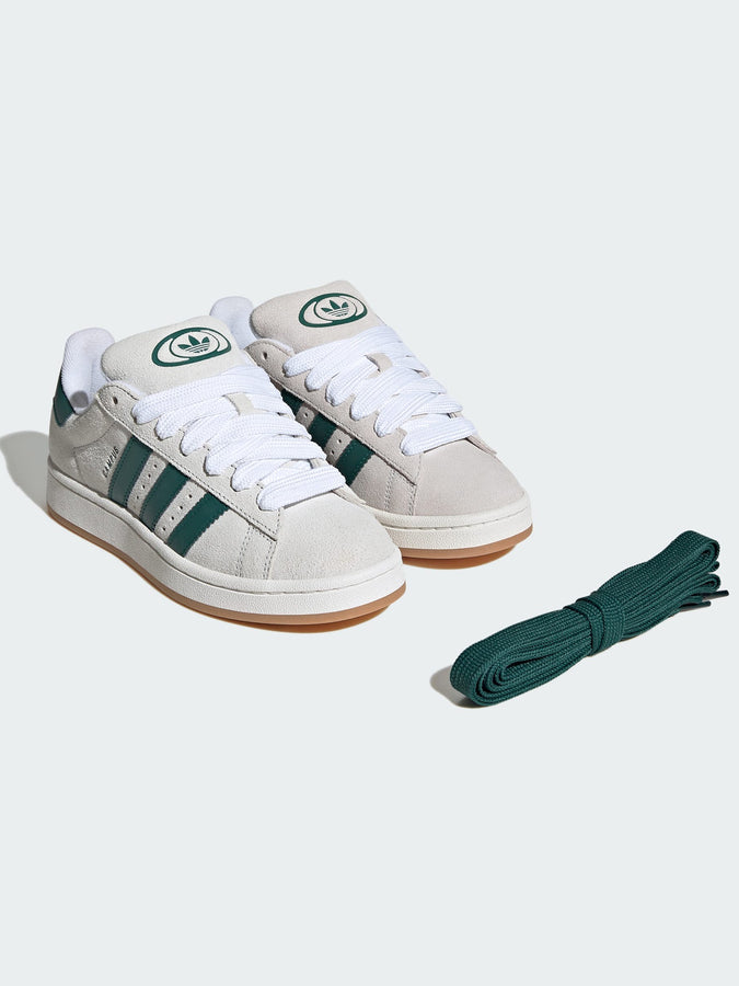 Adidas Campus 00S Crystal White/Core White/Collegiate Green Shoes | CRYSTAL WHITE/CORE WHITE/GREEN