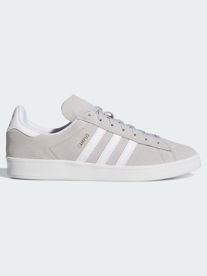 Adidas Campus ADV Grey Two/White/Gold Met Shoes Fall 2025 | GREY TWO/WHITE/GOLD MET