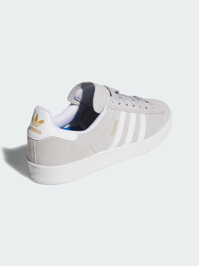 Adidas Campus ADV Grey Two/White/Gold Met Shoes Fall 2025 | GREY TWO/WHITE/GOLD MET