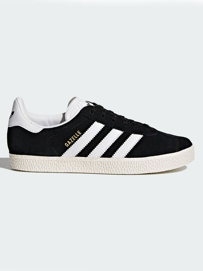 Adidas Gazelle Black/White/Gold Metallic Shoes