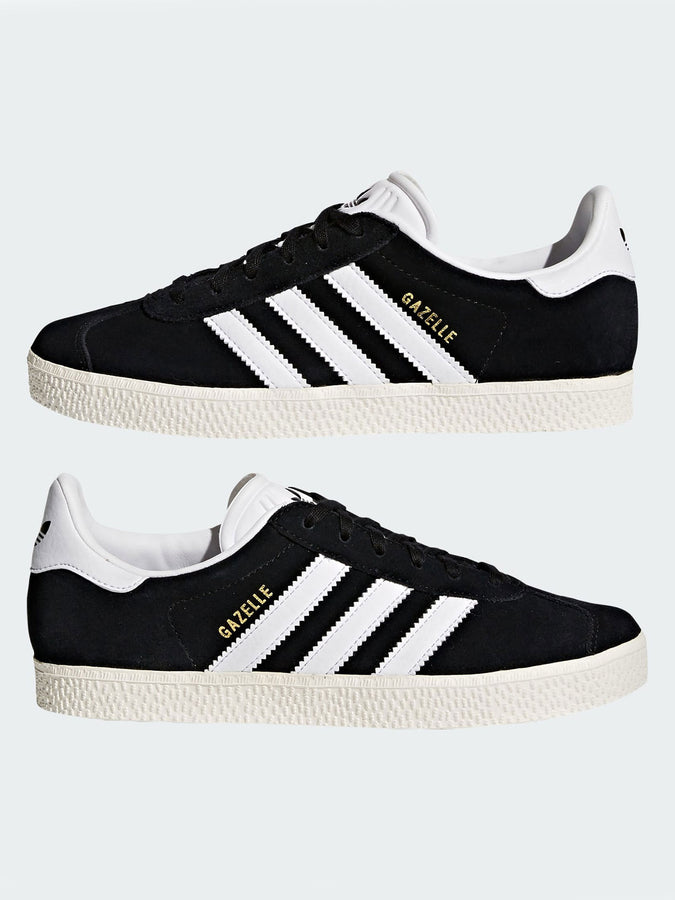 Adidas Gazelle Black/White/Gold Metallic Shoes | CORE BLACK/WHITE/GOLD MET