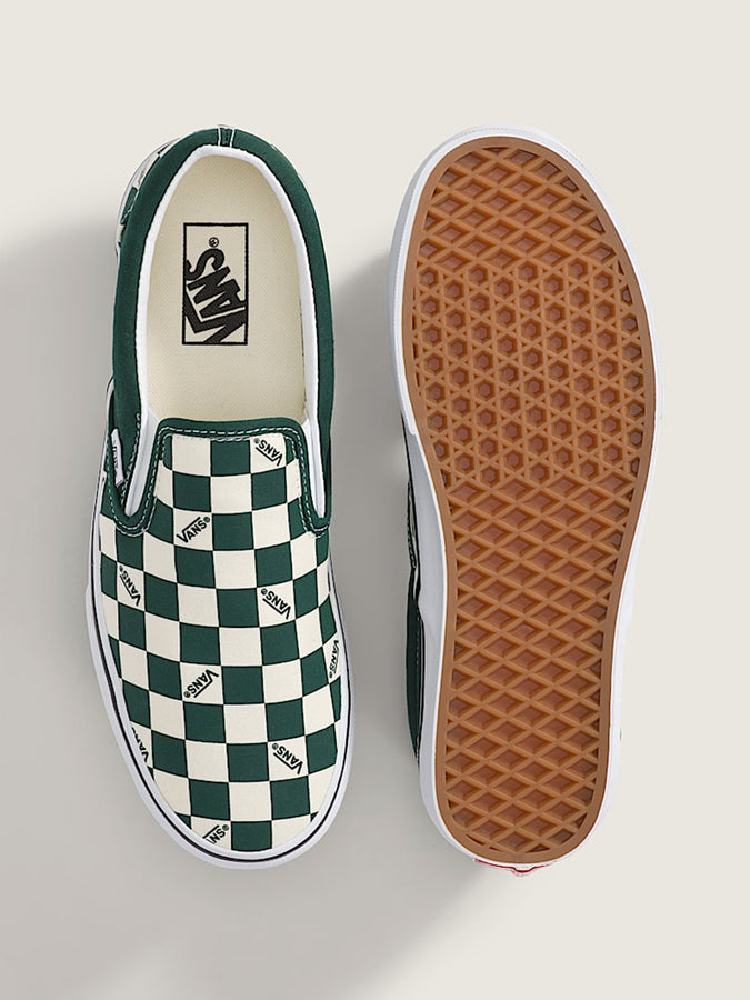 Vans Classic Slip-on Vans Checkerboard Emerald Green Shoes | VANS CHECK EMERALD (EME)