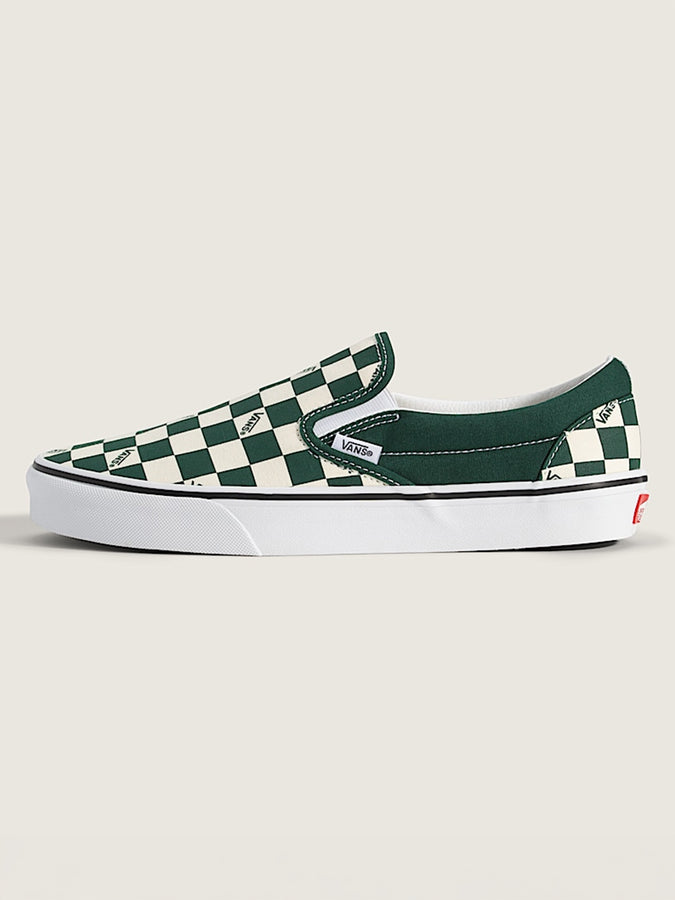 Vans Classic Slip-on Vans Checkerboard Emerald Green Shoes | VANS CHECK EMERALD (EME)