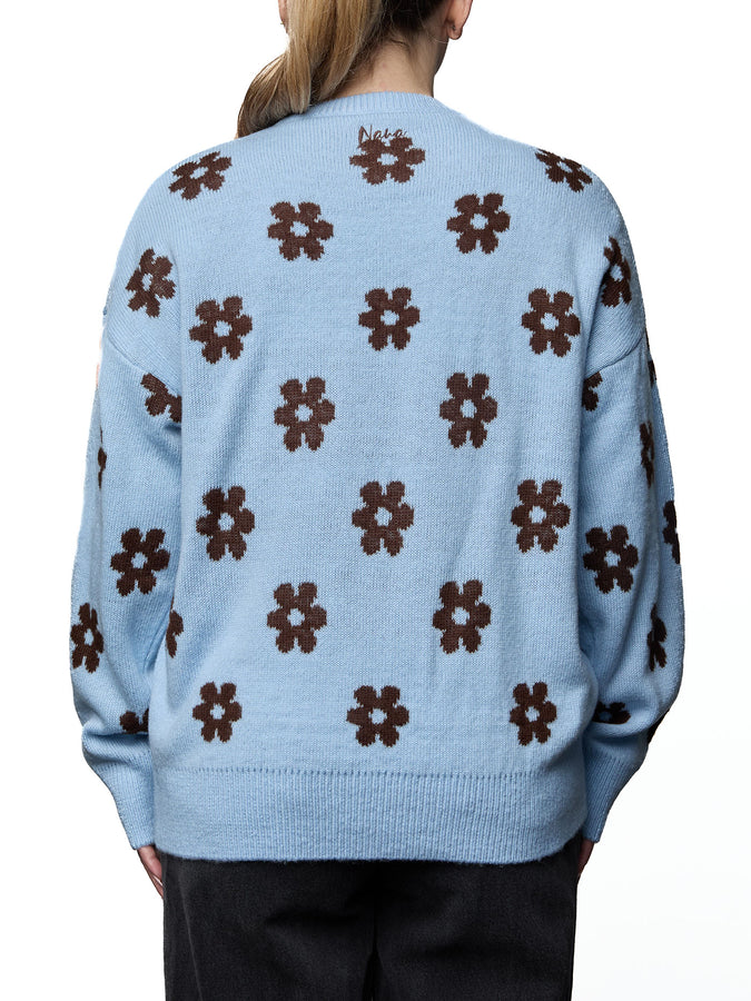 Nana The Brand Evelyn Sweater Fall 2026 | CONTRASTED FLOWERS BLUE