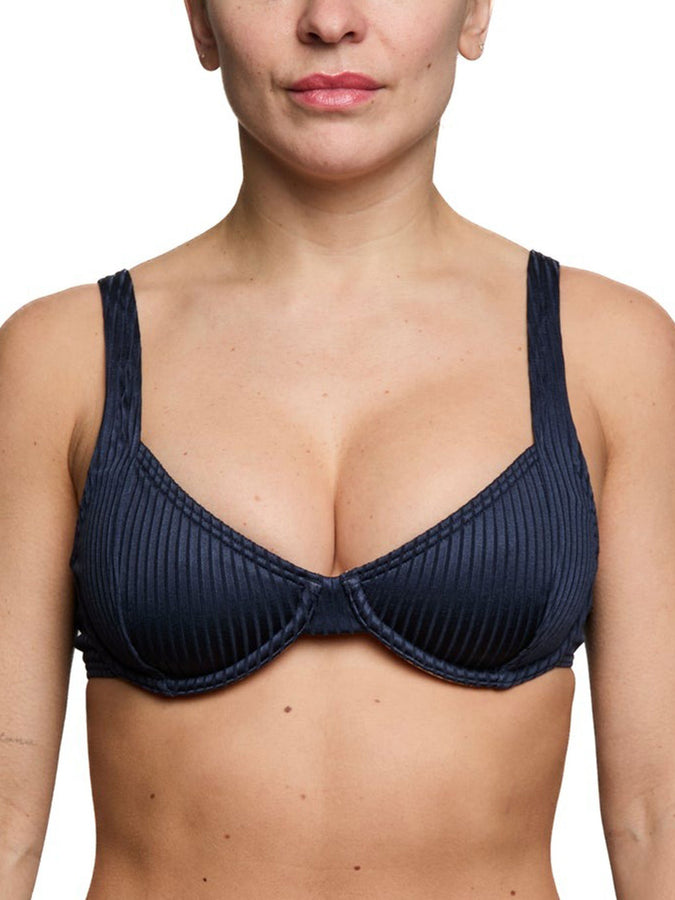 Nana The Brand Chloe Shiny Rib Bikini Top Spring 2026 | NAVY