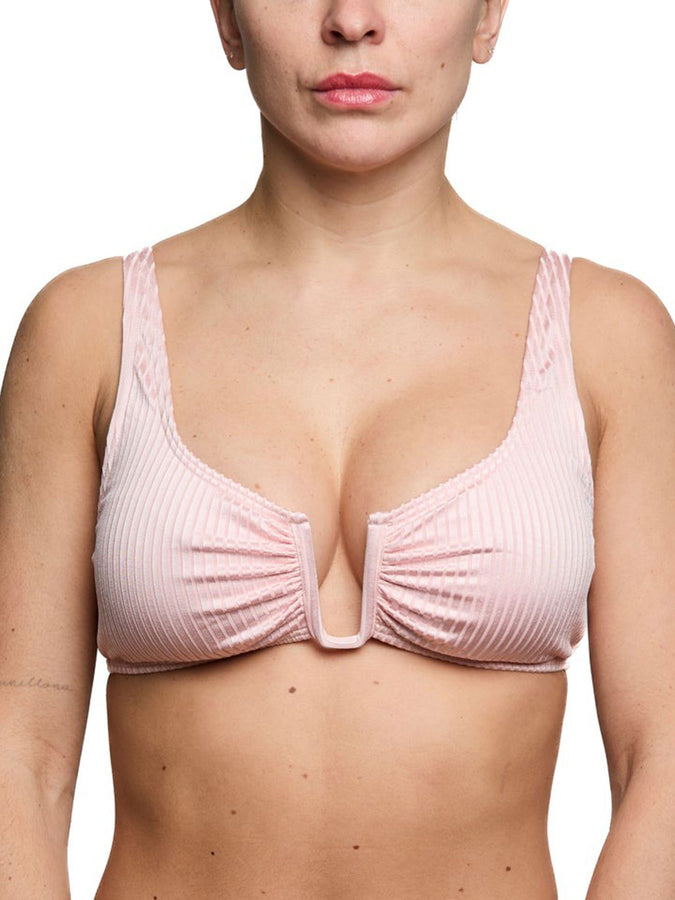 Nana The Brand Hazel Shiny Rib Bikini Top Spring 2026 | PASTEL PINK