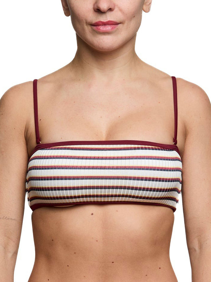 Nana The Brand Regina Binding Shiny Rb Bikini Top Spring 2026 | MULTI BURGUNDY STRIPES