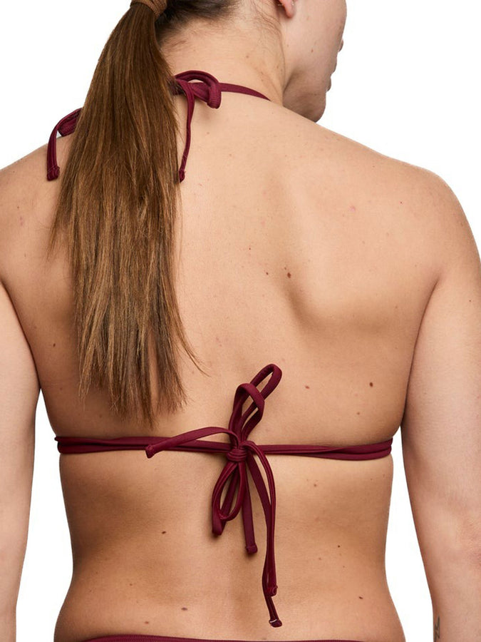 Nana The Brand Natalia Binding Shiny Bikini Top Spring 2026 | MULTI BURGUNDY STRIPES