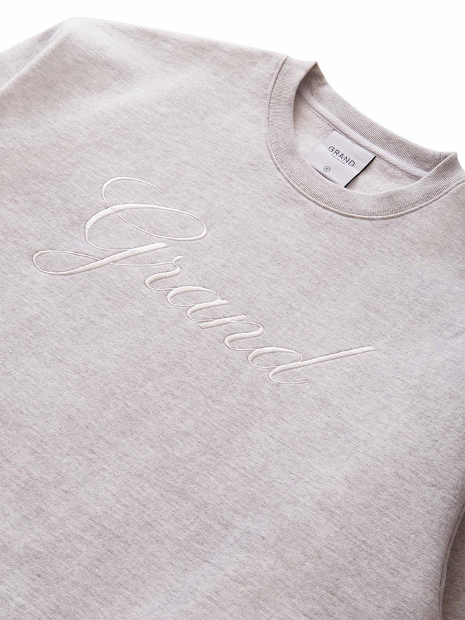 Grand Embroidered Crewneck Sweatshirt Fall 2026 | ASH GREY