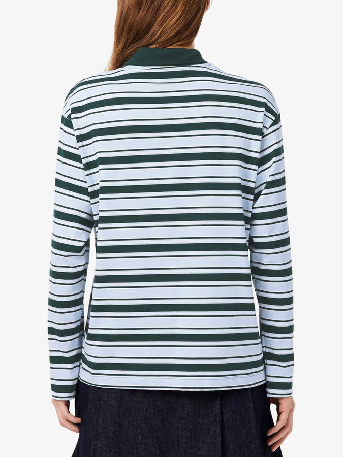 Lacoste Oversized Stripe Long Sleeve Polo Fall 2026 | GREEN/LIGHT BLUE/WHITE (VP6)