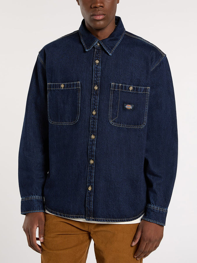 Dickies Mechanic Denim Long Sleeve Buttondown Shirt Fall 2025 | DARK INDIGO (0DD)