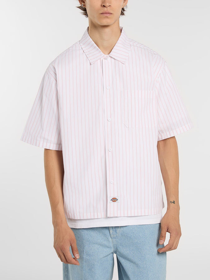 Dickies Venedocia Stripe Short Sleeve Buttondown Shirt Spring 2026 | WHITE (0WH)