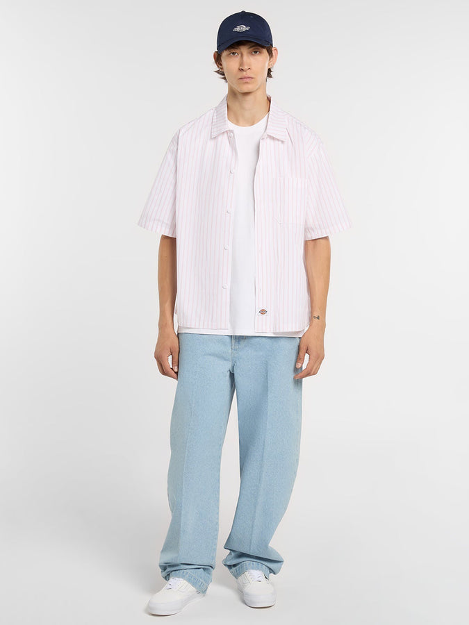 Dickies Venedocia Stripe Short Sleeve Buttondown Shirt Spring 2026 | WHITE (0WH)
