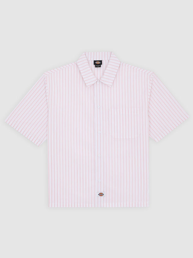 Dickies Venedocia Stripe Short Sleeve Buttondown Shirt Spring 2026 | WHITE (0WH)