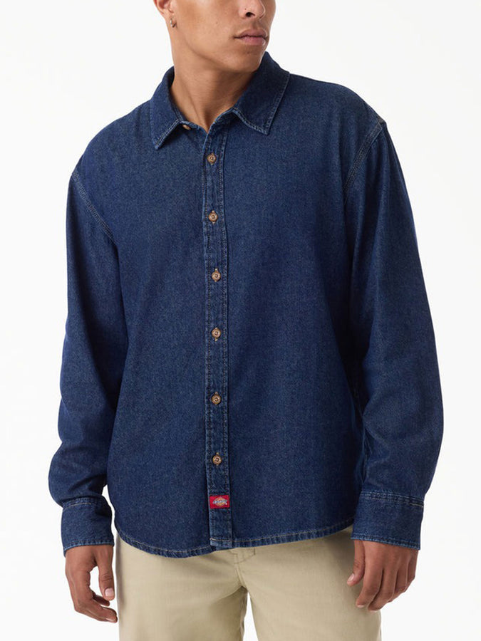 Dickies Lightweight Denim Long Sleeve Buttondown Shirt Spring 2026 | KHAKI TINTED BLUE (L23)
