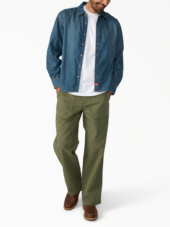 Dickies Lightweight Denim L/S Buttondown Shirt Spring 2026 | KHAKI TINTED BLUE (L23)