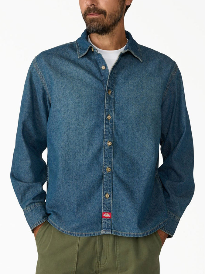 Dickies Lightweight Denim L/S Buttondown Shirt Spring 2026 | KHAKI TINTED BLUE (L23)