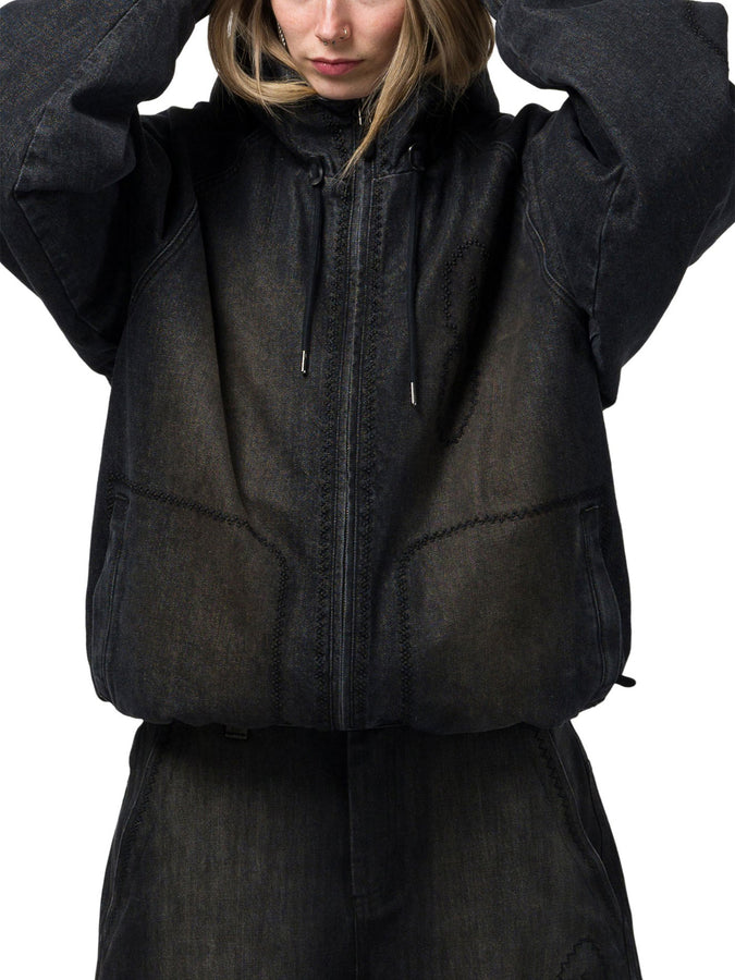 Souvenir Denim Bomber Jacket Fall 2026 | BLACK