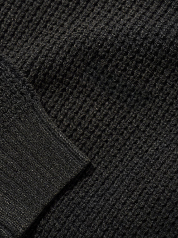 Butter Goods Distressed Waffle Sweater Spring 2026 | WASHED BLACK