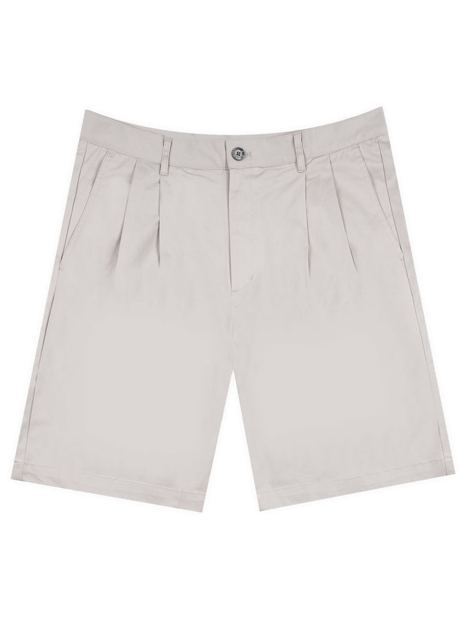 Frosted Double Pleated Shorts Fall 2026 | LIGHT GREY