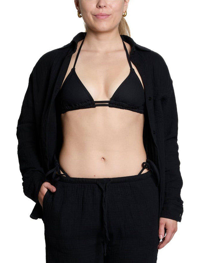 Nana The Brand Angelica Buttondown Cover-Up Summer 2026 | BLACK (B01)
