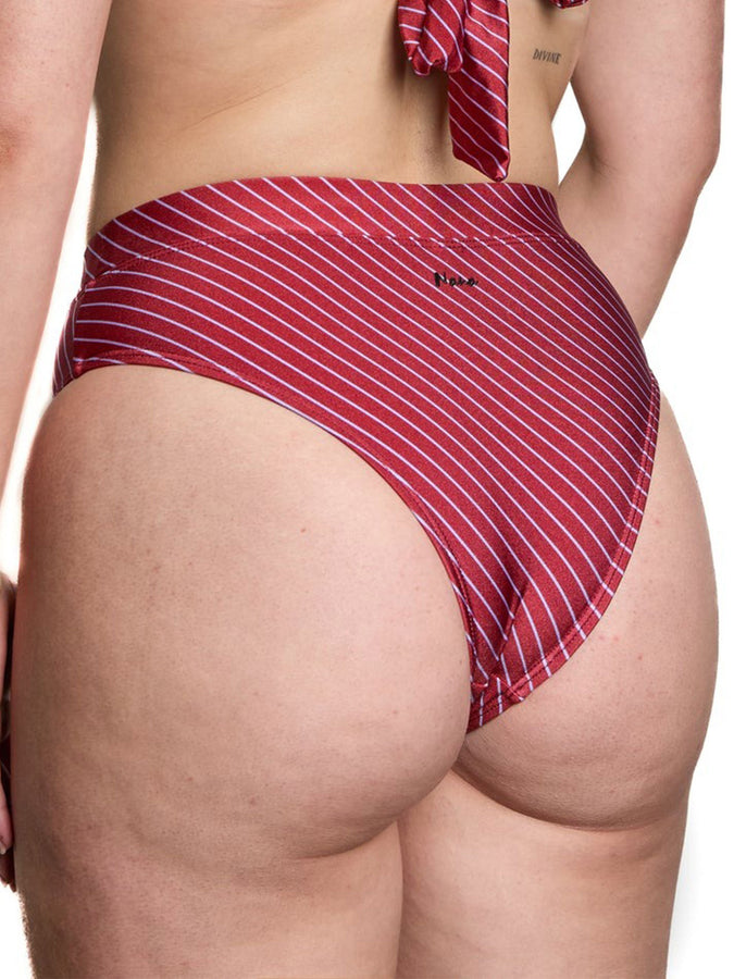 Nana Genevieve Shiny Rib Burgundy Bikini Bottom Summer 2026 | BURGUNDY LILAC STRIPES (AOP76)