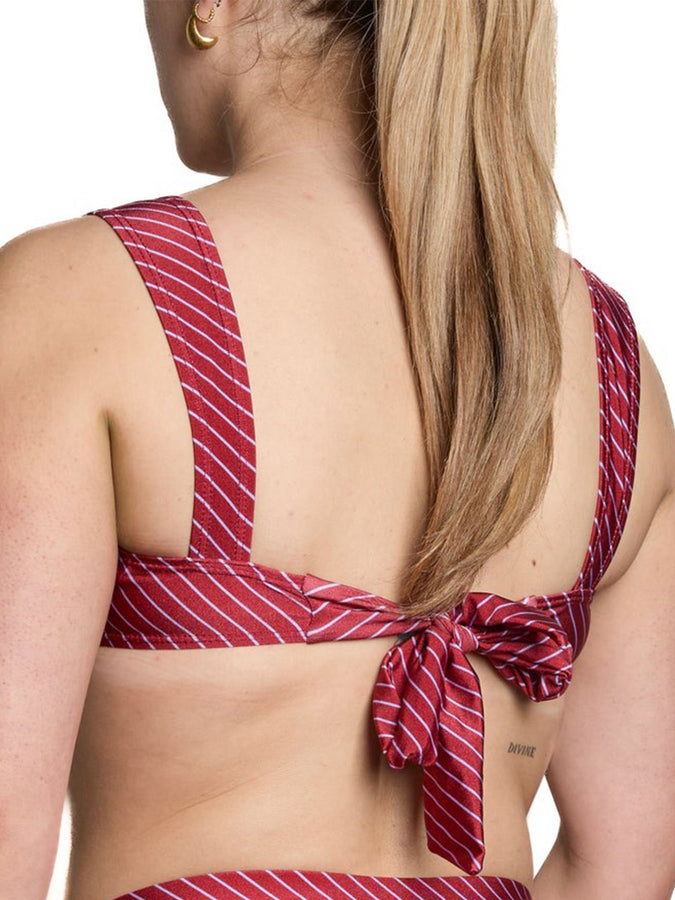 Nana The Brand Noa Shiny Burgundy Bikini Top Summer 2026 | BURGUNDY LILAC STRIPES (AOP76)