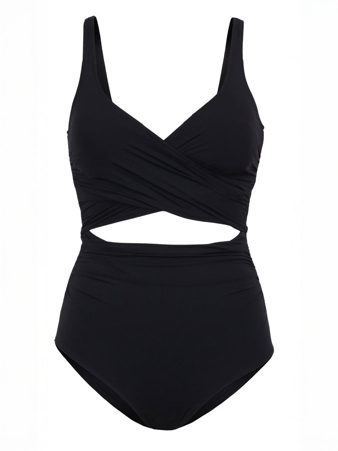 Everyday Sunday Basic Wrap Blk One Piece Swimsuit Spring 2026 | BLACK