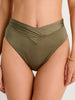 ES Dusty Olive High Retro Shirred Bikini Bottom Spring 2026