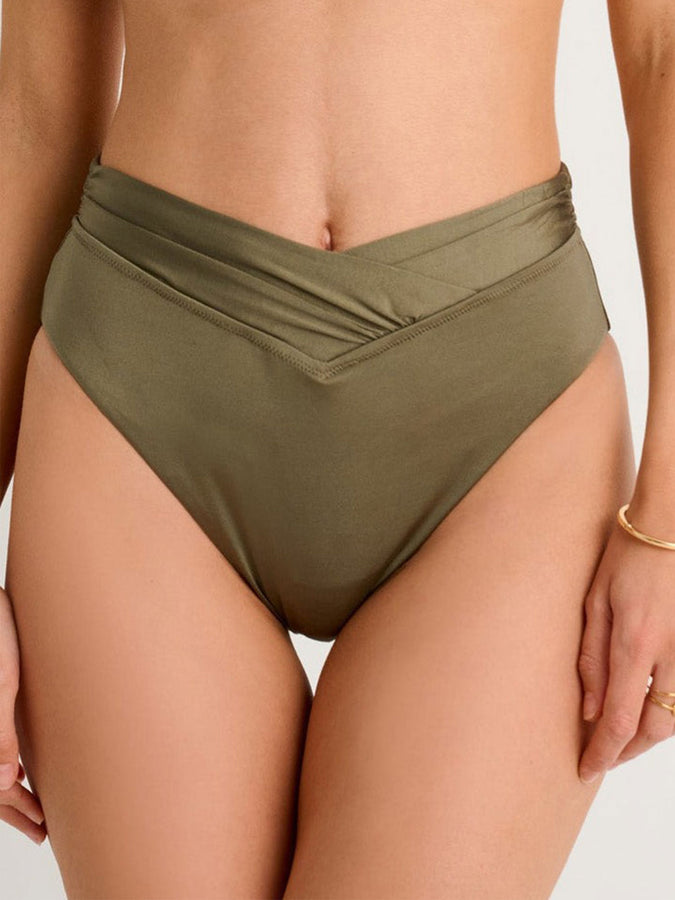 ES Dusty Olive High Retro Shirred Bikini Bottom Spring 2026 | DUSTY OLIVE
