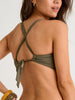 ES Dusty Olive Crop D-Cup Front Twist Bikini Top Spring 2026