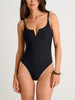 ES Black Recycled Rib V Wire One Piece Swimsuit Spring 2026