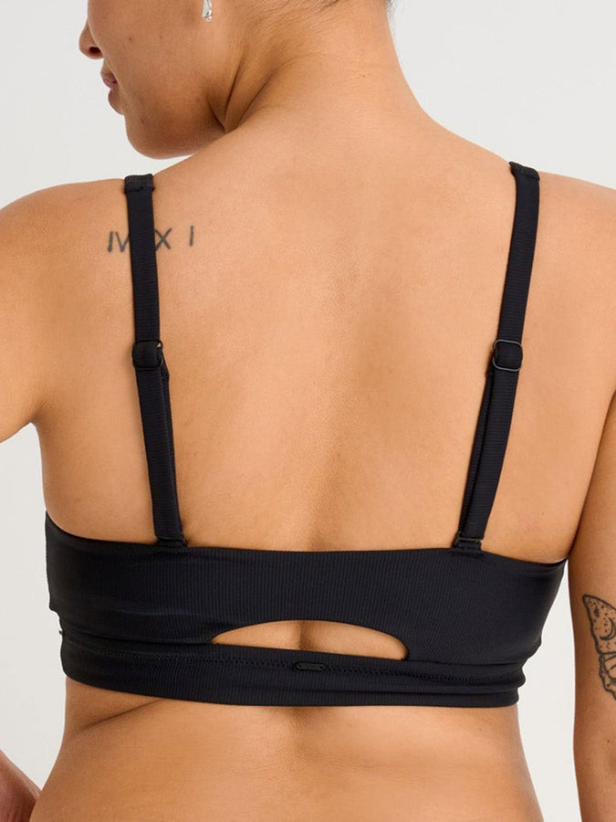 ES Black Recycled Rib Crop Open Back Bikini Top Summer 2026 | JET BLACK