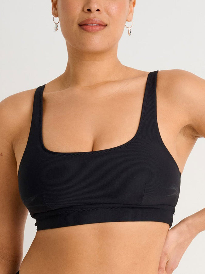 ES Black Recycled Rib Crop Open Back Bikini Top Summer 2026 | JET BLACK