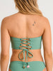 ES Frost Green Rib Bandeau Lace Up Bck Bikini Top Summer 2026