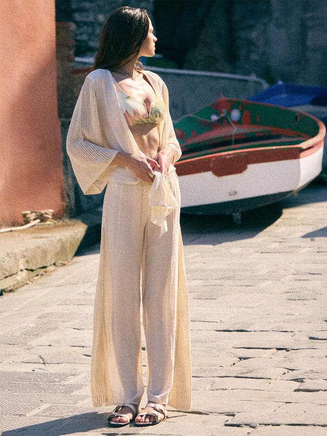 ES Resort Pant Wide Knit Crochet Cover Up Summer 2026 | SAND