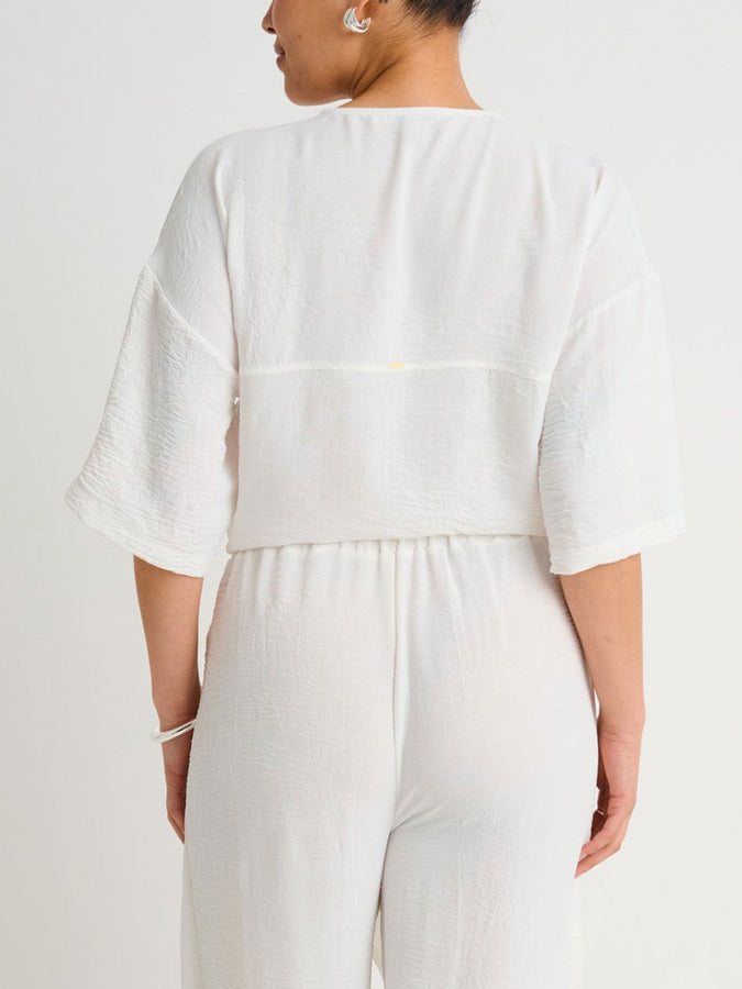 Everyday Sunday Resort Front Tie Shirt Cover-Up Spring 2026 | OFF WHITE