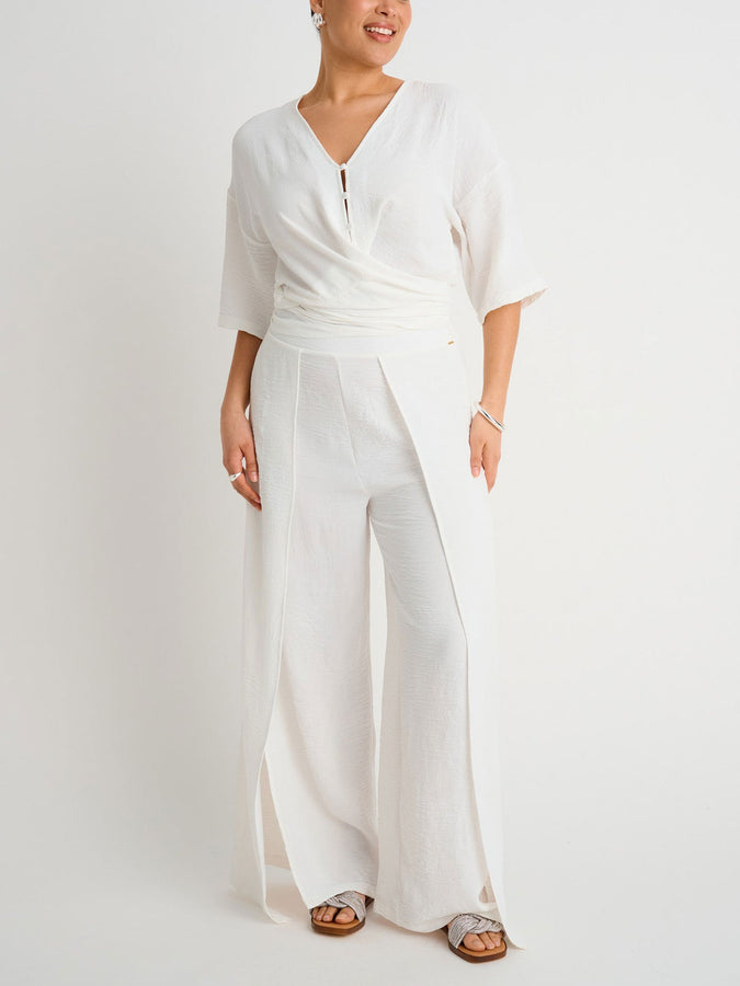 Everyday Sunday Resort Front Tie Shirt Cover-Up Spring 2026 | OFF WHITE