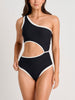 ES Blk Recycled Rib 1 Shoulder One Piece Swimsuit Spring 2026