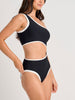 ES Blk Recycled Rib 1 Shoulder One Piece Swimsuit Spring 2026
