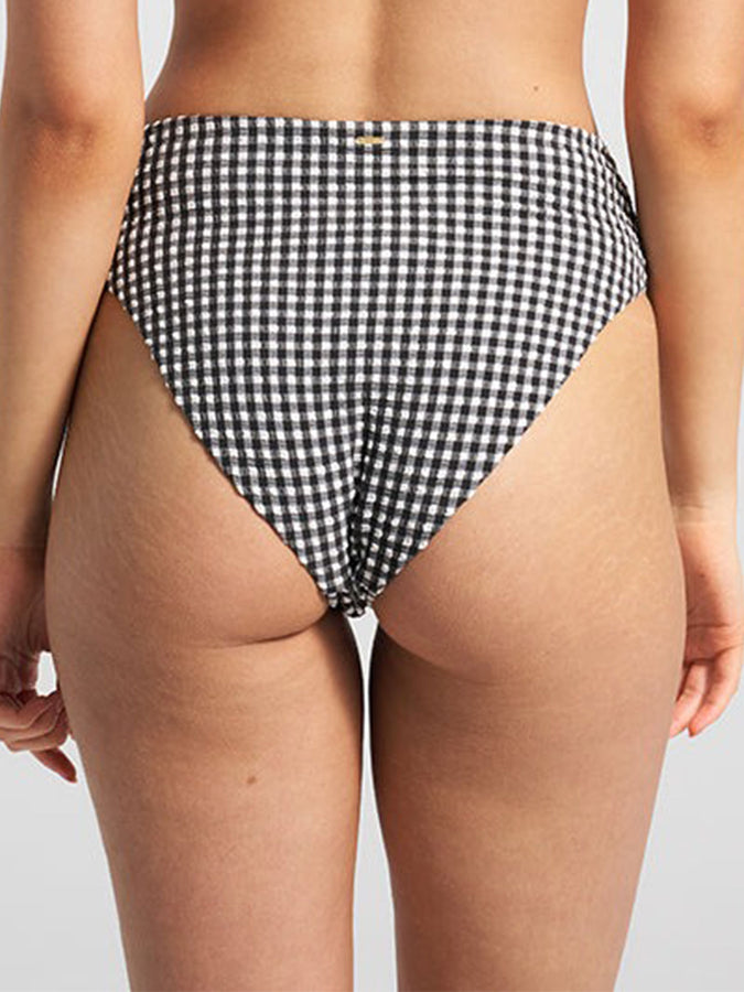 ES Gingham Texture High Leg Retro Bikini Bottom Summer 2026 | BLACK SAND CHECK