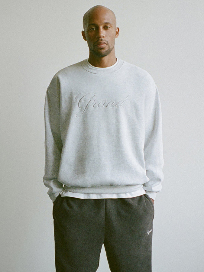 Grand Embroidered Crewneck Sweatshirt Fall 2026 | ASH GREY